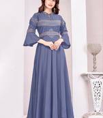Grey color beautiful embroidered ceremonial gown for classy looks