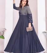Dark grey color beautiful embroidered ceremonial gown for classy looks