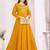 Yellow color beautiful embroidered ceremonial gown for classy looks