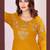 Yellow color beautiful embroidered ceremonial gown for classy looks