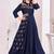 Blue color beautiful embroidered ceremonial gown for classy looks