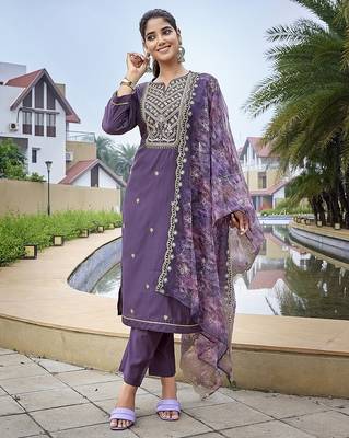 Purple color stylish partywear readymade suit 1