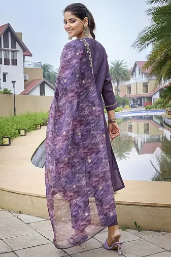 Purple color stylish partywear readymade suit