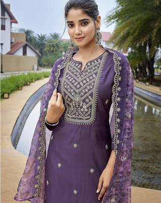 Purple color stylish partywear readymade suit 3