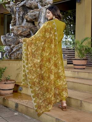 Mustard color stylish partywear readymade suit 2