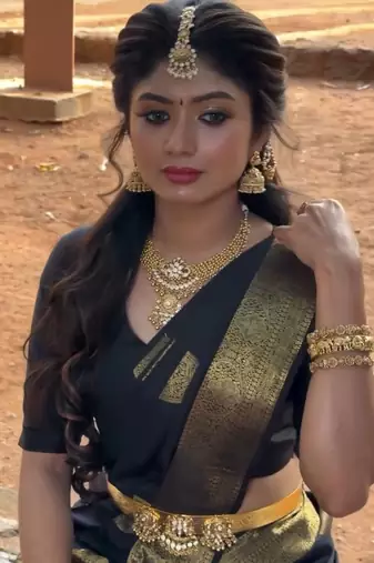 Black soft silk blend banarasi jacuard work designer saree with blouse