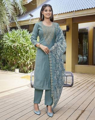 Light blue color stylish partywear readymade suit 1