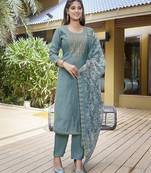 Light blue color stylish partywear readymade ethnic suit
