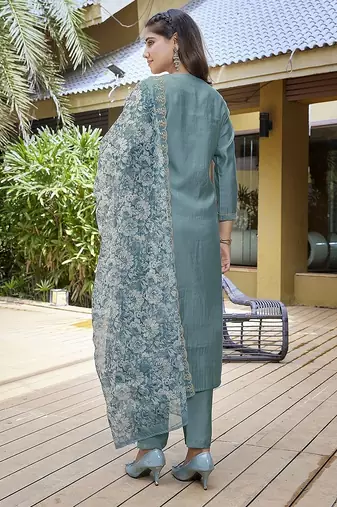Light blue color stylish partywear readymade suit