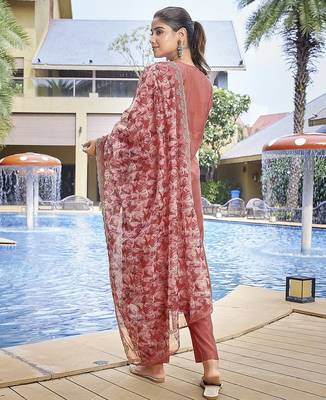 Peach color stylish partywear readymade suit 2