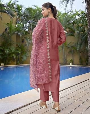 Mauve pink color stylish partywear readymade suit 2