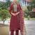 Maroon color stylish partywear readymade ethnic suit