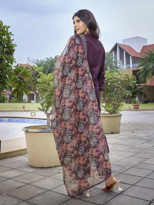 Wine color stylish partywear readymade suit 2