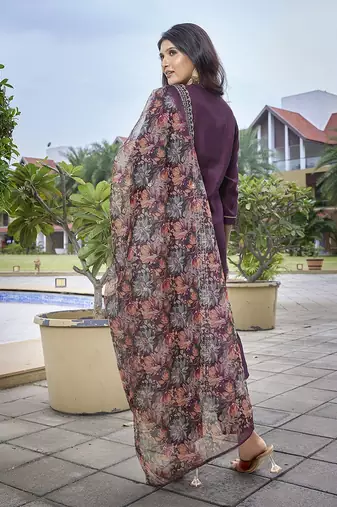 Wine color stylish partywear readymade suit