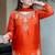 Orange color natural crepe fabric beautiful partywear dress for girls