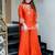 Orange color natural crepe fabric beautiful partywear dress for girls