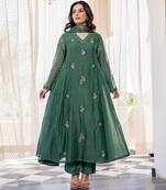 Green color chanderi fabric beautiful partywear dress for girls