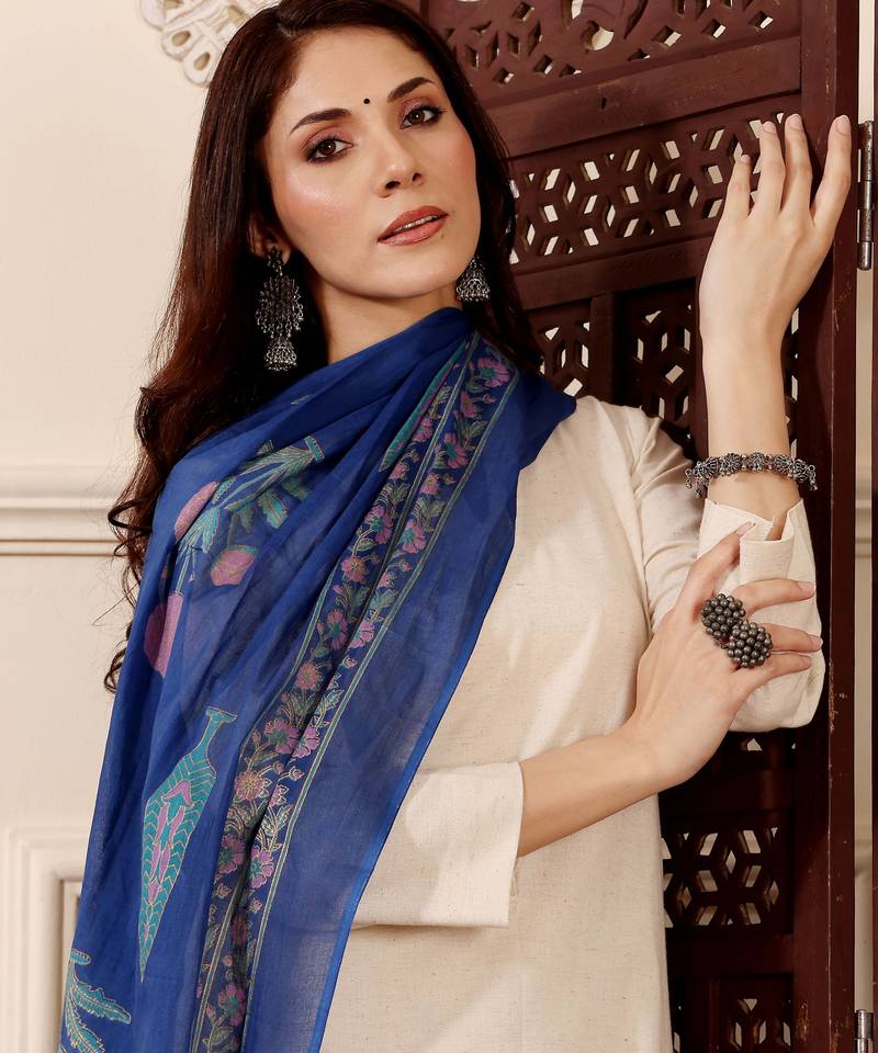 Off white color chanderi fabric beautiful partywear dress for girls