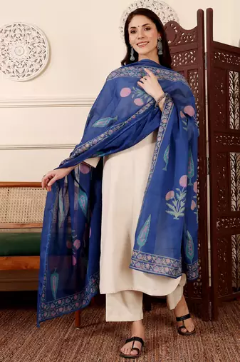 Off white color chanderi beautiful partywear dress for girls