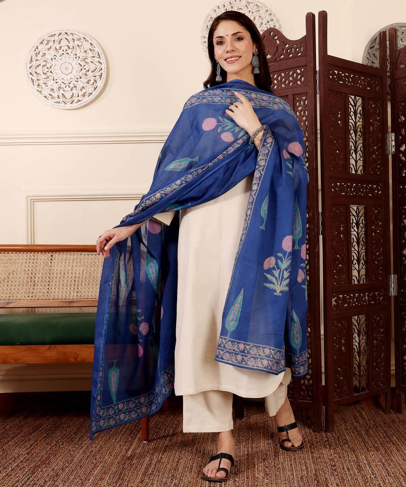 Off white color chanderi fabric beautiful partywear dress for girls