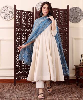 Off white color chanderi beautiful partywear dress for girls 1