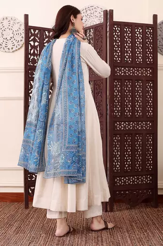 Off white color chanderi beautiful partywear dress for girls