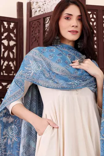 Off white color chanderi beautiful partywear dress for girls