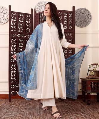 Off white color chanderi beautiful partywear dress for girls 4