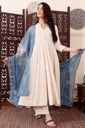 Off white color chanderi beautiful partywear dress for girls