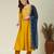 Yellow color vichitra fabric beautiful partywear dress for girls