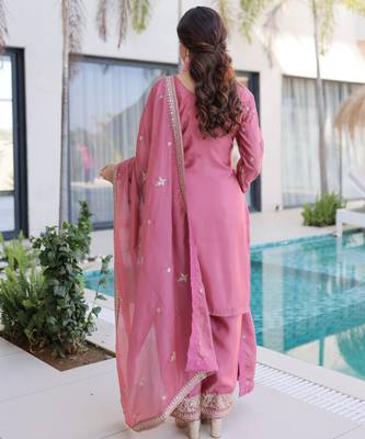 Pink color beautiful ho silk stylish ceremonial attire 2