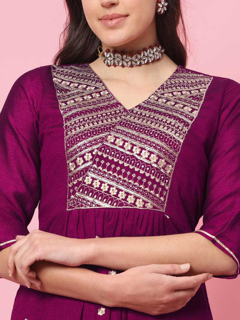 Purple color silk blended ethnic partywear ceremonial suit