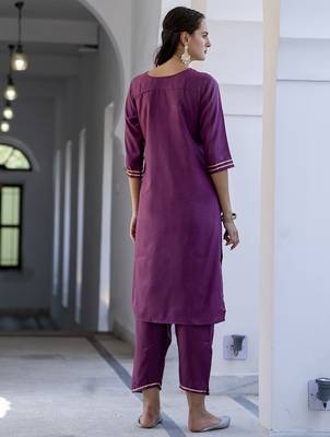 Magenta color silk blended partywear ceremonial suit 2