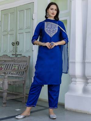 Royal blue color silk blended partywear ceremonial suit 1