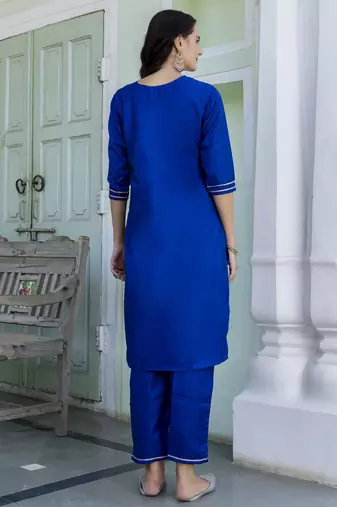 Royal blue color silk blended partywear ceremonial suit