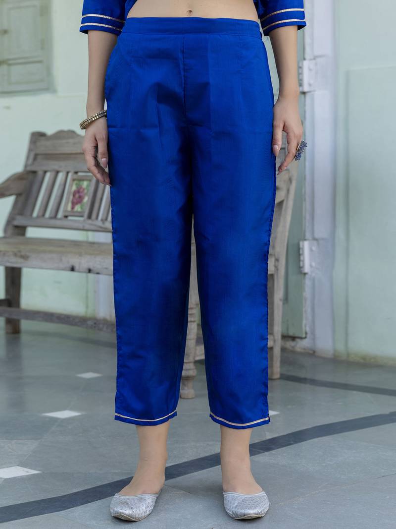 Royal blue color silk blended ethnic partywear ceremonial suit