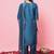Teal color silk blended ethnic partywear ceremonial suit