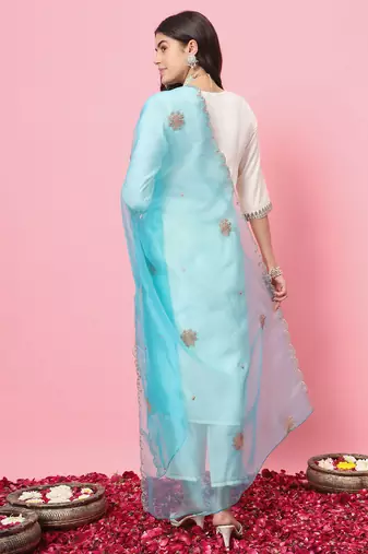 White color silk blended partywear ceremonial suit