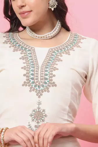 White color silk blended partywear ceremonial suit