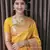 Yellow silk blend banarasi jaquard designer saree with blouse