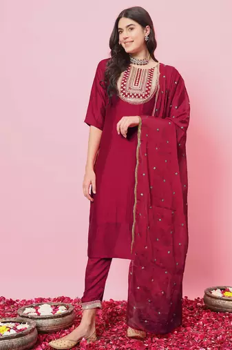 Pink color silk blended ethnic partywear ceremonial suit
