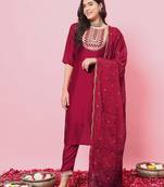Pink color silk blended ethnic partywear ceremonial suit