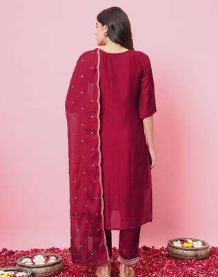Pink color silk blended partywear ceremonial suit 2