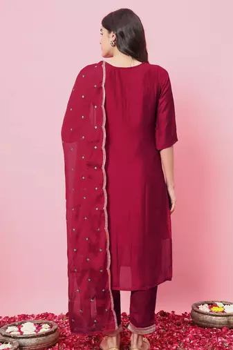 Pink color silk blended partywear ceremonial suit
