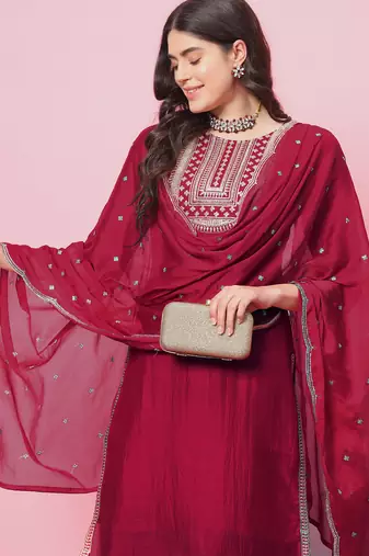 Pink color silk blended partywear ceremonial suit
