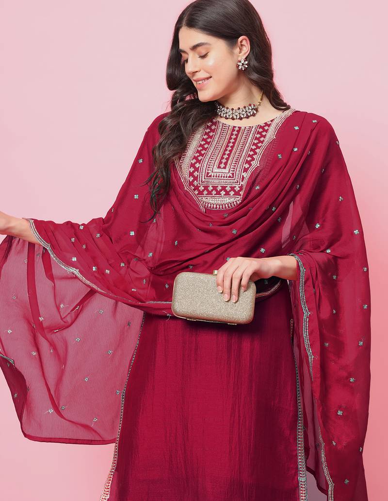 Pink color silk blended ethnic partywear ceremonial suit