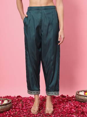Green color silk blended partywear ceremonial suit 4