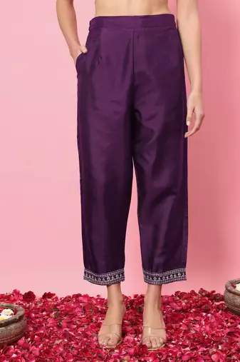 Purple color silk blended partywear ceremonial suit