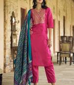 Pink color silk blend ethnic fancy partywear suit with classy looks