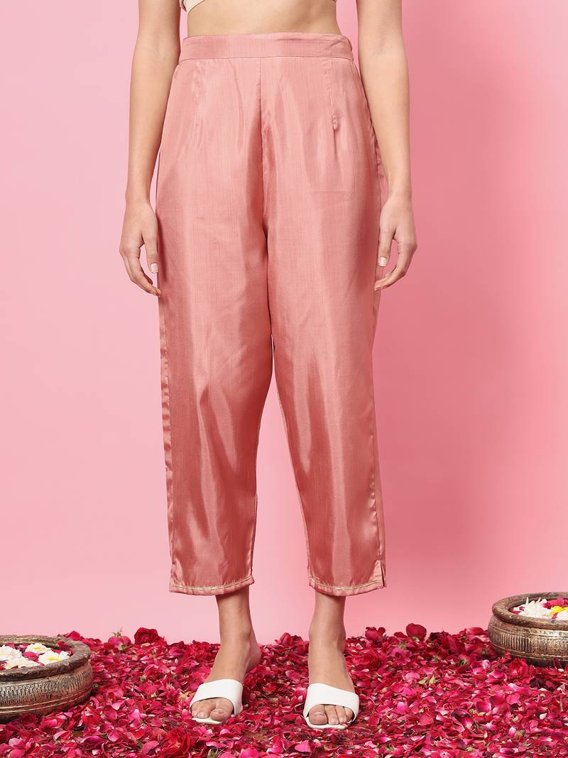 Peach color silk blend ethnic fancy partywear suit with classy looks